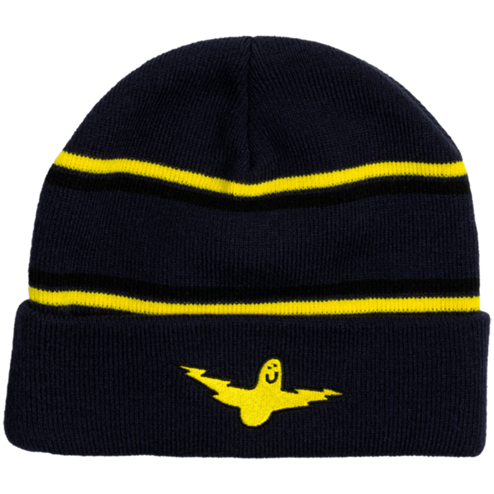 Krooked Bird Lightening Beanie Navy/Yellow/Black