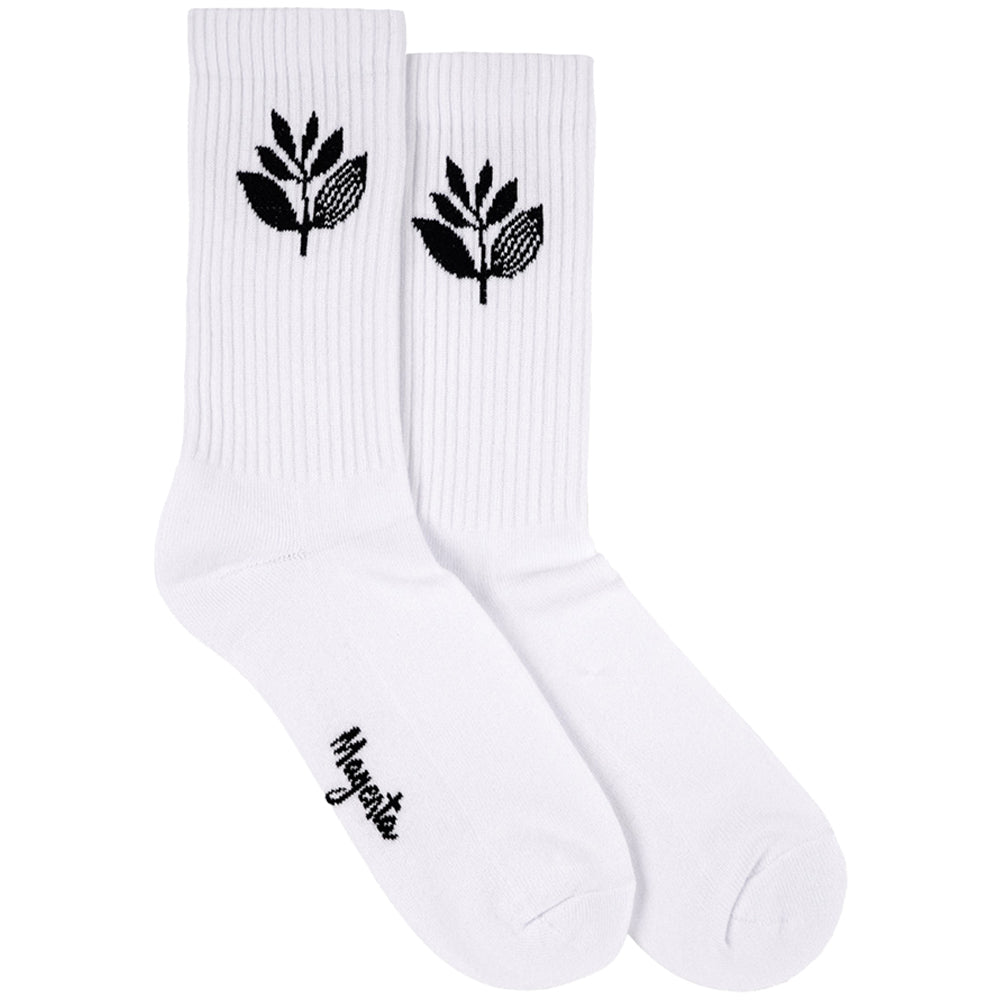 Magenta Plant Socks White