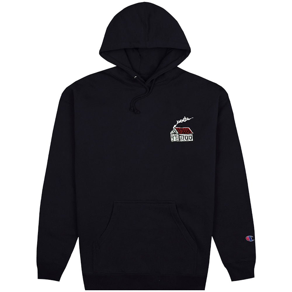 Poets Home Embroidered Hoodie Black