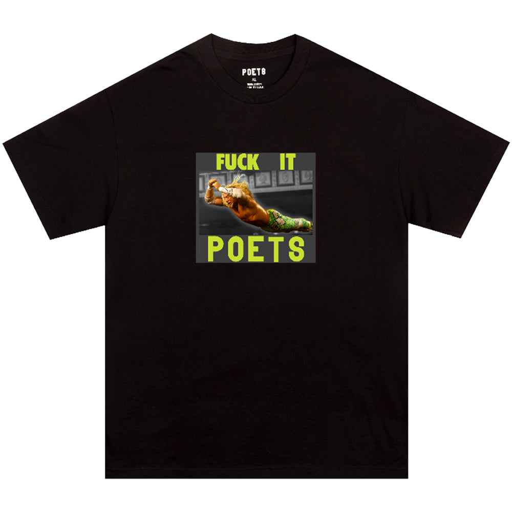 Poets Fuck It Dtg and Flocked T Shirt Black