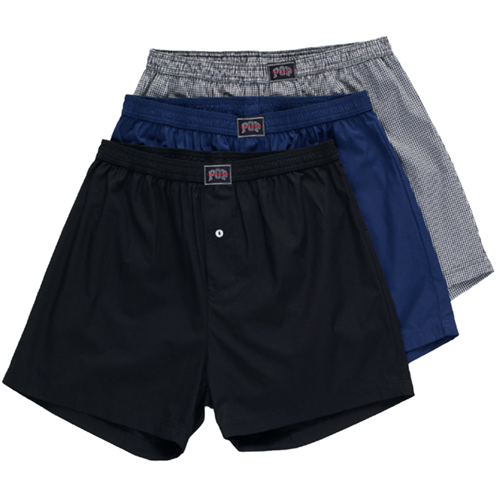 Pop Trading Company Boxer Shorts 3 Pack Black/Navy/Check