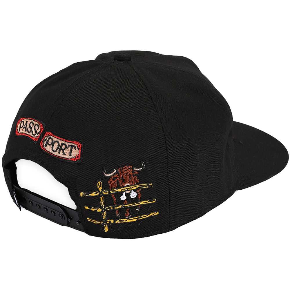 Pass~Port Red Flag Workers Cap Black