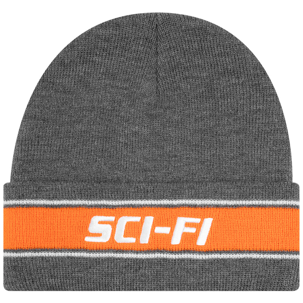 Sci-Fi Fantasy Striped Logo Beanie Heather Grey