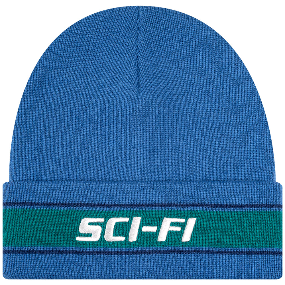 Sci-Fi Fantasy Striped Logo Beanie Blue