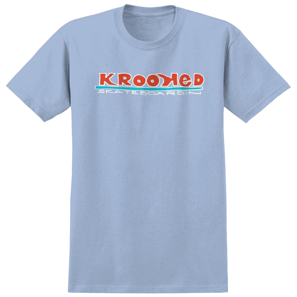 Krooked Skateboardin T Shirt Light Blue