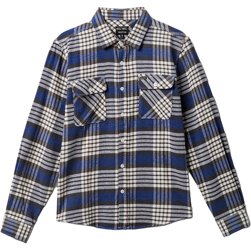 Brixton Bowery Flannel Shirt Pacific Blue/Whitecap/Black | NOTE shop