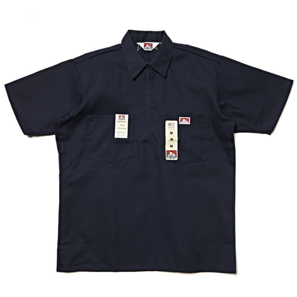 Ben Davis short sleeve 1/2 zip Navy Shirt | Note Shop